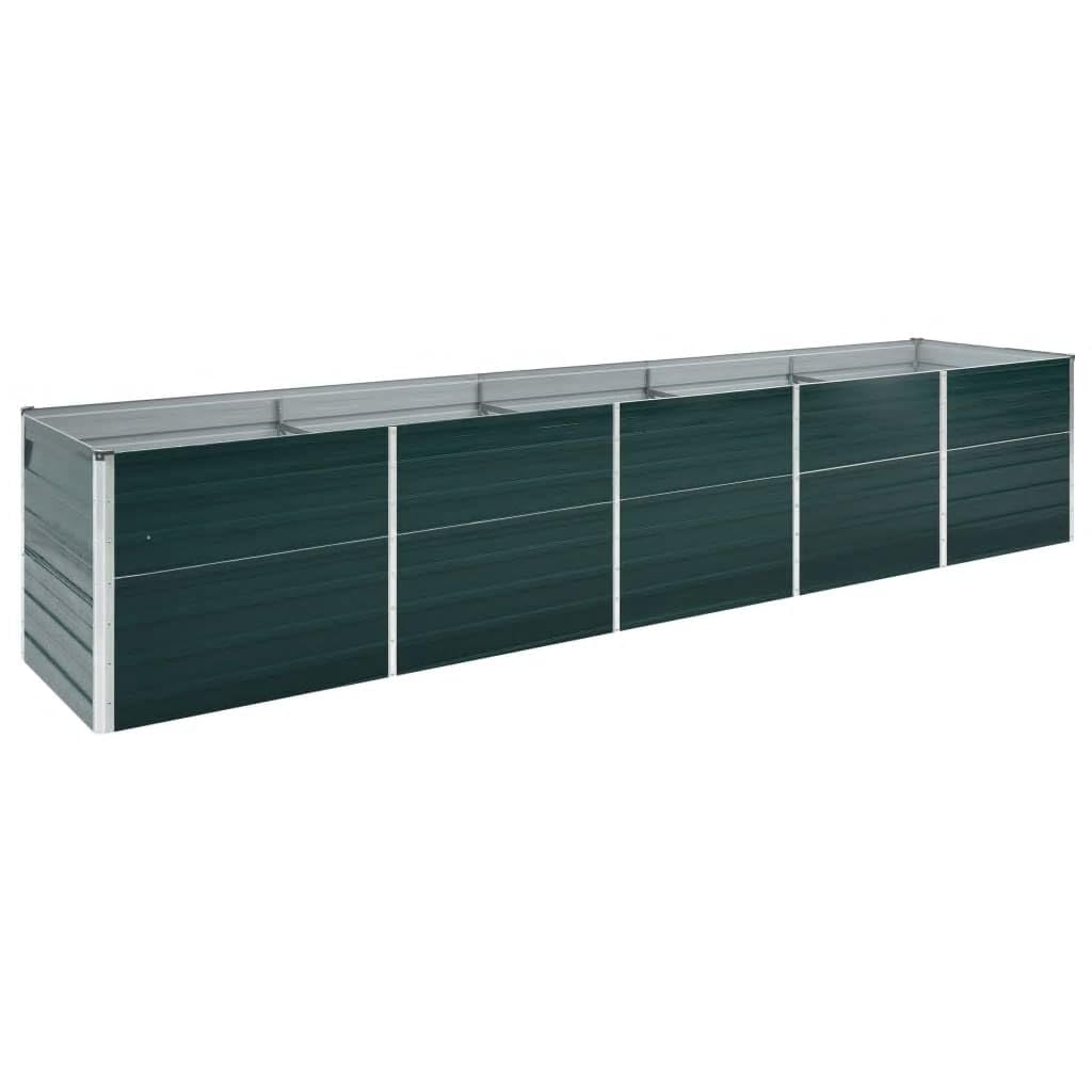 vidaXL Garden Raised Bed Weather Resistant Practical Sturdy Stable Outdoor Patio Raised Bed Flower Box Pot Galvanised Steel 400x80x77cm Green โ image 1