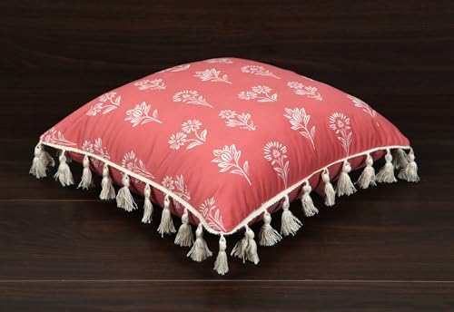 Image of ishro home Premium Cushion Cover Set of 5 | Cushion Cover 16 inch x 16 inch - Soft European Standard Fabric, Frill Design, Machine Washable | (2, Tulip Rust, 16x16 Inch)