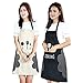 WEEYEE Delantal de Cocina,2PCS Delantal de Chef,Delantal de Cocina Impermeable con Bolsillos,Delantal de Barbacoa,para Restaurante Barbacoa Cocinar Hornear (Negro + Blanco)
