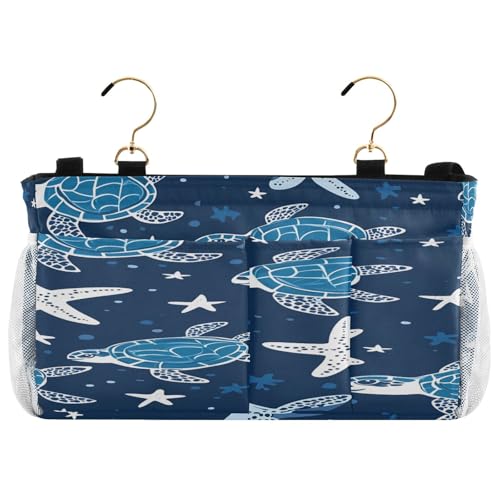 BOESI Doodle Turtle and Star Bedside Storage Hanging Bag, Hanging Storage Basket, Suitable for Storing Cell Phones, Water Bottles, Books