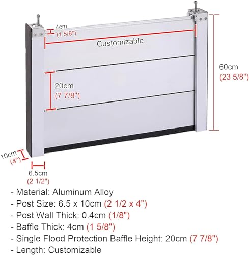 Barrera de protección contra inundaciones y deflector de aluminio de 130cm para puertas 8