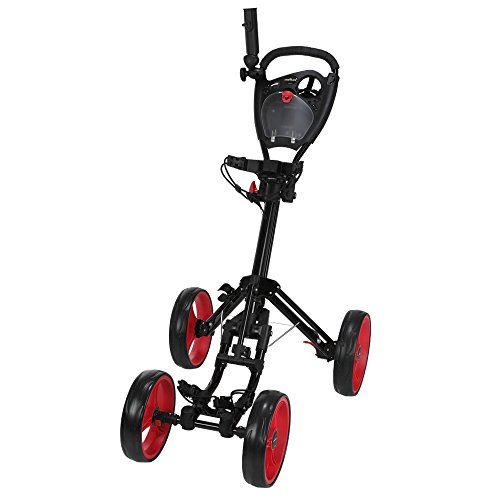 Caddymatic Golf Quad 4-Wheel Folding Golf Pull/Push Cart Black/Red
