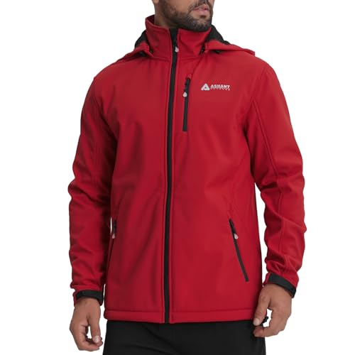Lololeneon Men's Softshell Jacket,Fleece Hooded Jacket Windbreaker for Outdoor Hiking Travel(2XL)