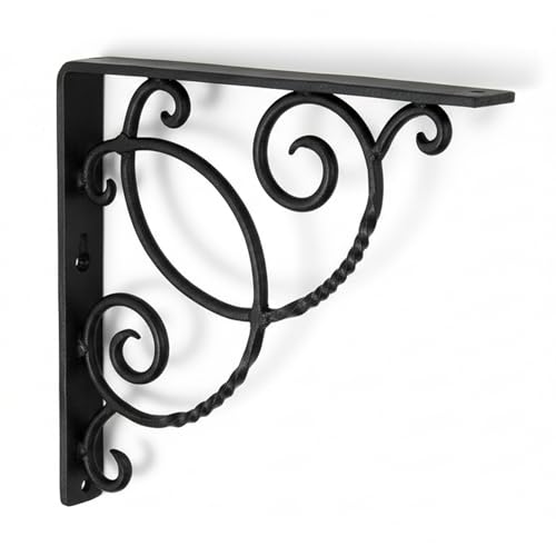 Oakestry Wrought Iron Decorative Scroll Shelf Brackets Pair Heavy Duty