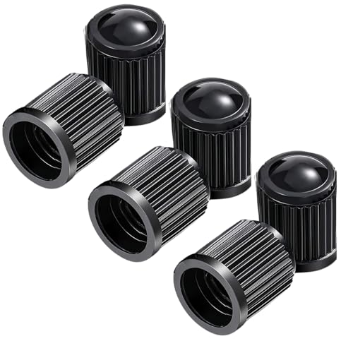 Pack de 6 Tapones de Neumáticos con Anillo sellador para la presión - Tapones de Válvula para Rueda de Coche y Moto, Tapón de Ruedas