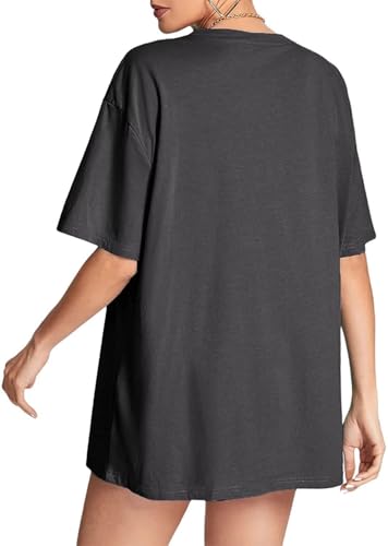 Image of Remidoo Women's Casual Oversized T Shirt Short Sleeve Graphic Tee Letter Sun Moon Shirts Grey XX-Large