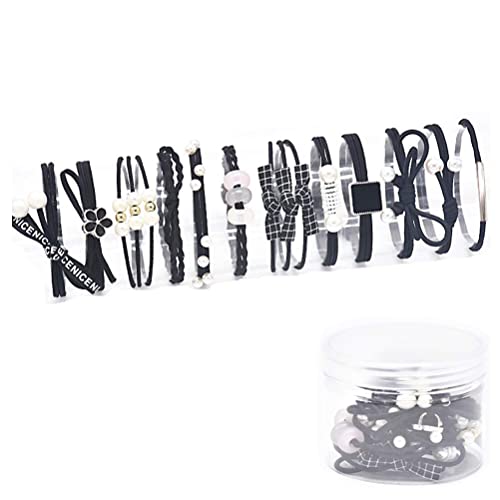 ヘアゴム 12点セット 髪留め おしゃれ おとな シンプル プレスレット 上品 かわいい (ブラックBタイプ)