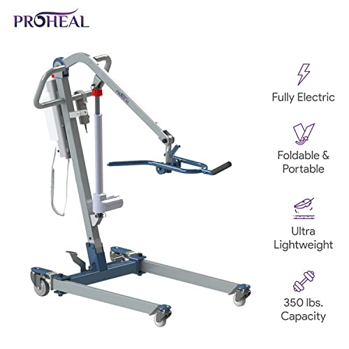 Image of ProHeal All-in-One Patient Lift - Portable Patient Lift for Home Use and Facilities - Universal Electric Lift for Car, Chair, Bed, and Floor - 350 lb. Weight Capacity - 4-Point Spreader Bar