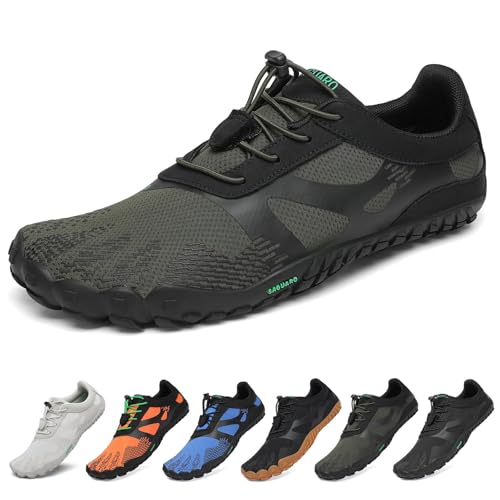 SAGUARO Barefoot Shoes for Men & Women | Wide Toe Box Zero-Drop Minimalist Trail Running Hiking Shoe Army Green