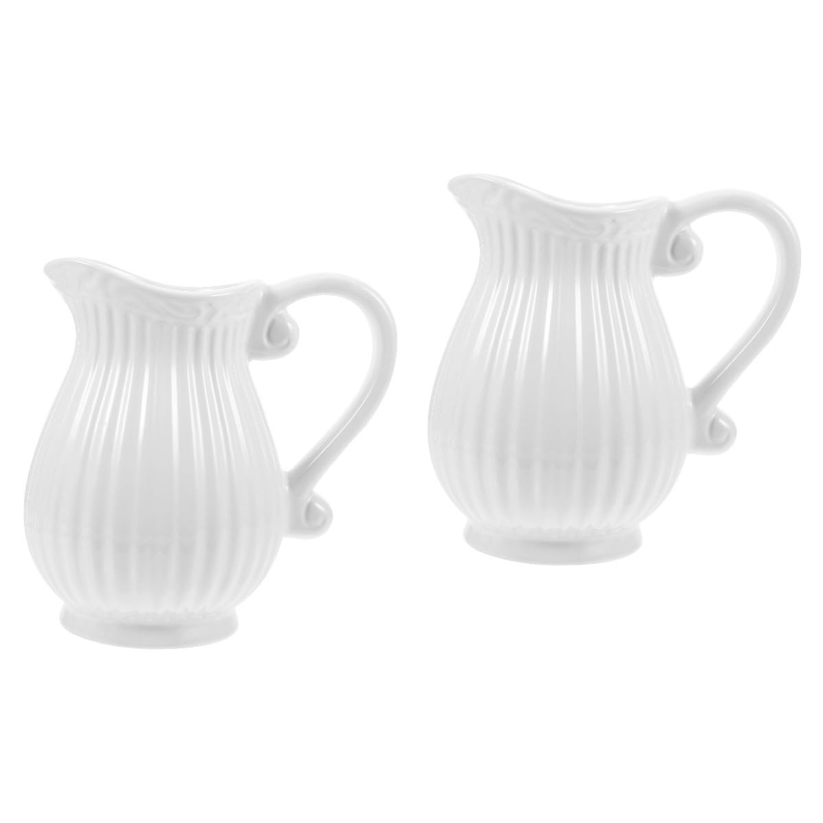 2 Piezas Jarrón de Cerámica Estilo Retro Asa, Blanco, para Flores