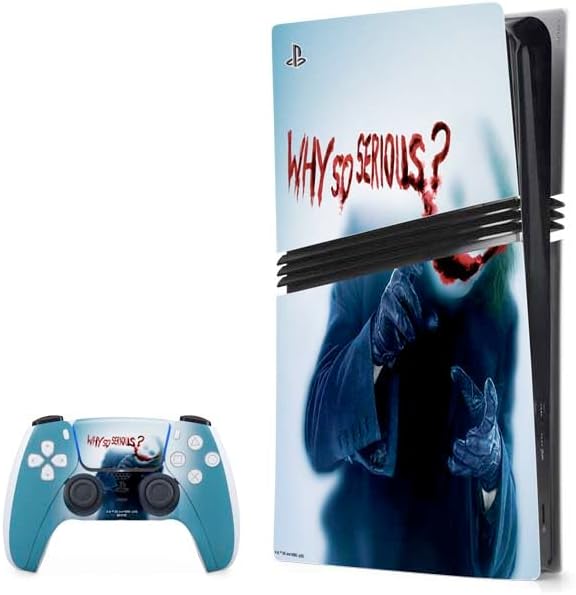 Skinit Decal Gaming Skin Compatible with PS5 Pro Bundle - Officially Licensed The Dark Knight Why So Serious Design