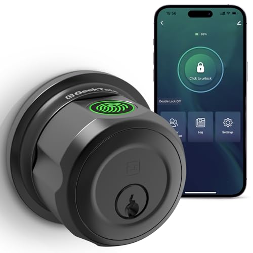 GeekTale Fingerprint Deadbolt with Knob Smart Door Lock with App Keyless Entry for Front Door