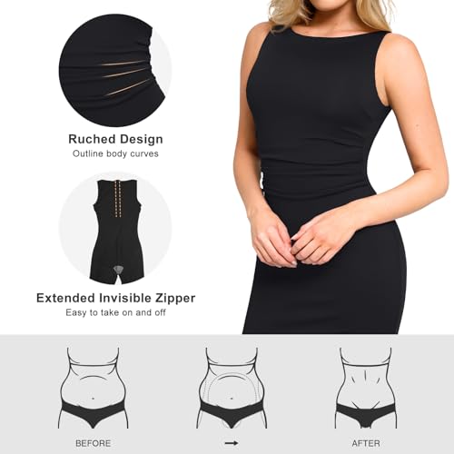 Popilush Shapewear Dress Ruched Dresses for Women Shaper Dresses Business Casual Dress Womens Midi Pencil Dress3