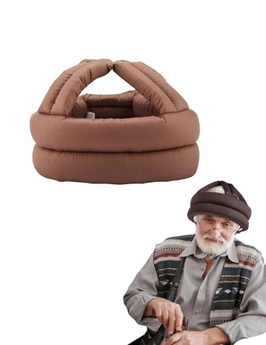 Casco De Seguridad Anticaída para Cabeza De Anciano Gorro Protector Grueso Y Suave Gorro De Protección para La Cabeza para Prevención De Caídas Ajustable para Personas Mayores (Caqui)