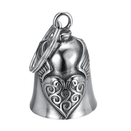 Heart Wing Motorcycle Bell - Charm de conducción protectora, Good Luck Metal Colgante | Accesorio de regalos de motociclistas para seguridad vial, adorno decorativo de motos, recuerdo de conducción