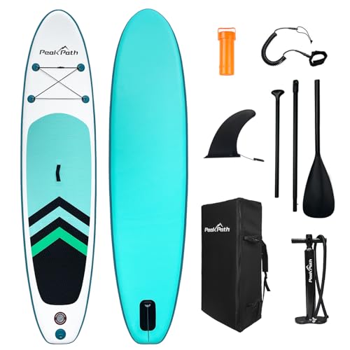 Peakpath Inflatable Stand Up Paddle Board (6’’ Thick) with Premium SUP Accessories&Bag,Bottom Fin for Paddling,Surf Control,Non-Slip Deck,Leash,Paddle and Two-Way Hand Pump|Youth&Adult Standing Boat