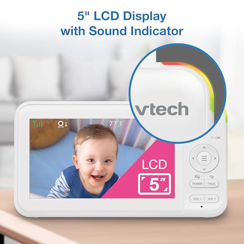 VTech Baby Monitor No WiFi, 2 Cameras – Monitor Two Rooms, Remote Pan-Tilt-Zoom, Hack-Proof, 5" Screen, 17Hr Battery, 1000ft Range, Night Vision, Temperature Sensor | 924-2W - image 8