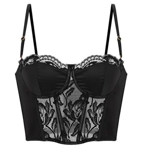 Haut court à bretelles spaghetti en dentelle pour vos soirées et tenues de clubbing tendance