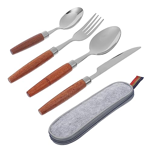 OHPHCALL 1Set Outdoor Cutlery Portable Kit for Camping and Picnics Includes Fork Spoon Knife and Travel Bag and Easy to Clean