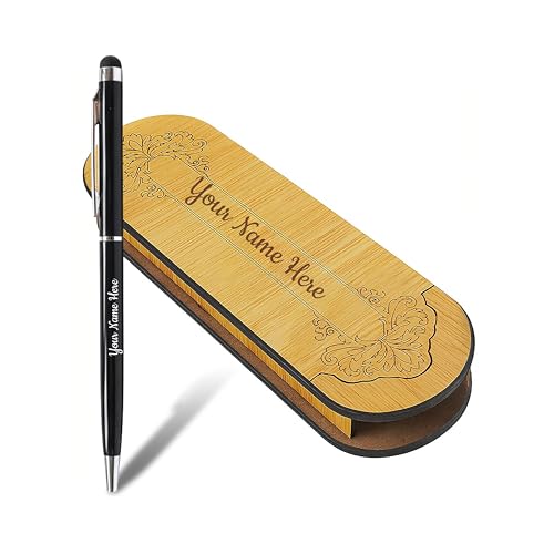 Image of Kajri Gifts Personalized Pen with Name Engraved Wooden Gift Box Best for Gifting, Corporate Gift, Doctor, Advocate, Boss, Employee, Teacher (Slim Fit)