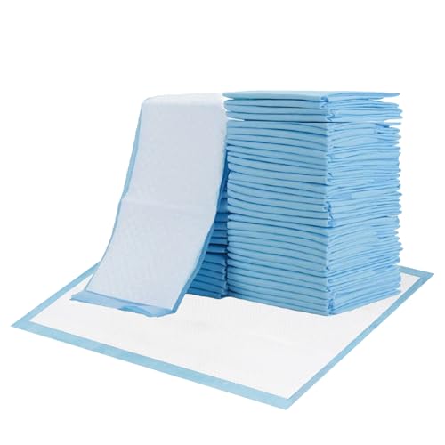 25×Krankenunterlagen (60x90cm), Saugfähige Einweg-Inkontinenzeinlagen mit Fixierstreifen, 5-Lagige Verdickte Bettunterlage, Wickelauflagen für Babys und Erwachsene(Nicht für medizinische Zwecke)