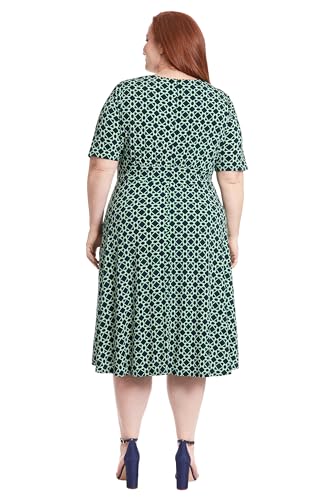 Image of London Times Women's Womens Elbow Sleeve A-line Midi - Pretty Garden Party Dress - Special Occasion Wedding Guest Dress