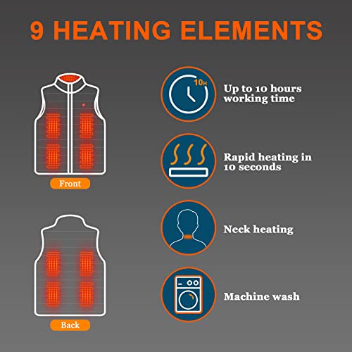 Mexitop Lightweight Heated Vest For Men/Women, Outdoor Water/Wind Resistant Outerwear Vests With 10000Mah Large Capacity Battery Pack, Black #TOP2