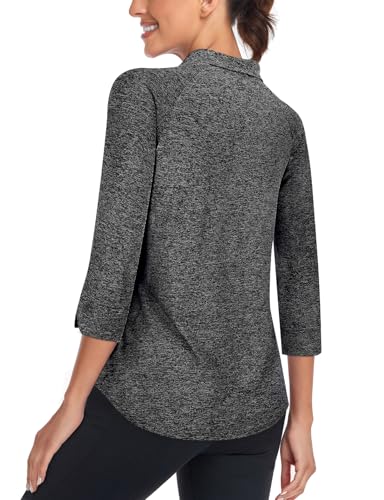 Image of Cucuchy Style Womens Golf Shirt 3 /4 Sleeve Quarter Zip Workout Tennis Tops Quick Dry UPF 50+ Shirts