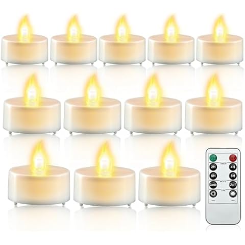 cimetech 12PCs LED Tea Lights with Timer Cover