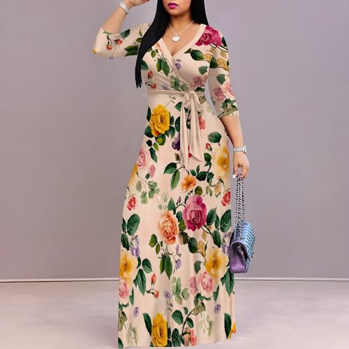 Image of PinkPatty Plus Size Maxi Dress for Women 3 /4 Sleeve Casual Long Dress