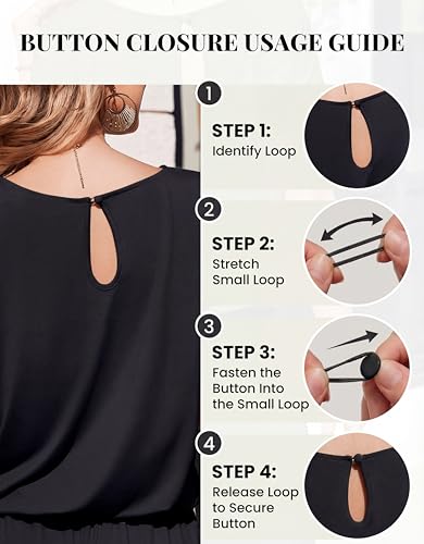 Ekouaer Rompers for Women 2026 Summer Short Jumpsuits Beach Vacation Clothes Casual Travel Outfits Black M - Thumbnail 7