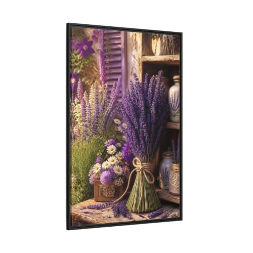 Tableau lavande 80x120 cm idéal au-dessus d'une cheminée de salon