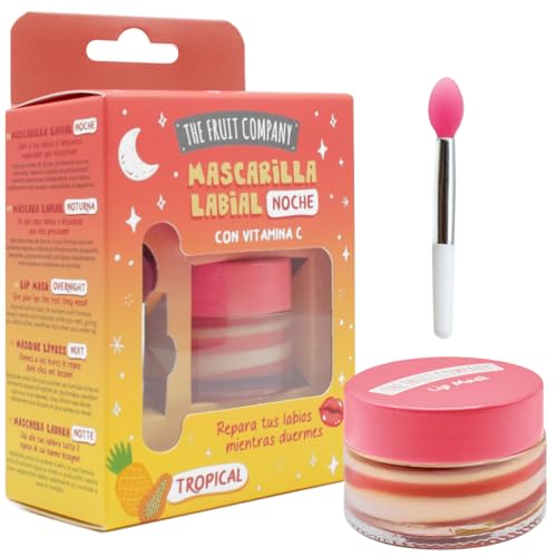 The Fruit Company Mascarilla Labial Noche TROPICAL Hidratante para Dormir con Vitamina C, Repara tus Labios Mientras Duermes 12ml
