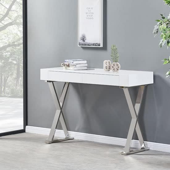 Mayline High Gloss Console Table In White Amazon.co.uk Home & Kitchen