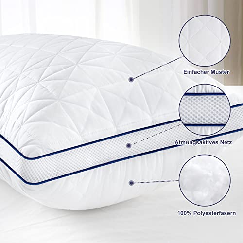 BedStory Kopfkissen 80x80, 2er Set Kissen 80x80 mit Reißverschluss, 2x1500g Mikrofaser Kopfkissen höhenverstellbar, Schlafkissen atmungsaktiv waschbar für Allergiker Seitenschläfer, Oeko Zertifiziert