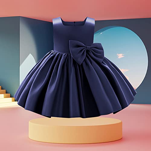 Zanjkr Vestido de primeiro batismo, vestido de tutu com laço para damas de honra, festa de aniversár