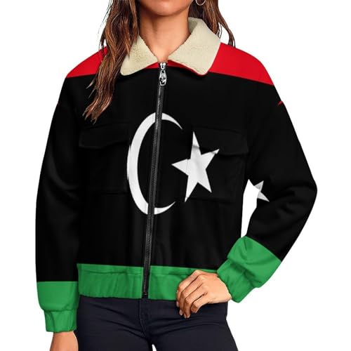 Veste polaire femme drapeau libyen pour affronter le froid lors de vos sorties d'hiver en ville
