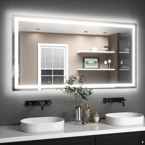 TETOTE Badspiegel mit Beleuchtung Beschlagfrei 150x80cm, Badezimmerspiegel...