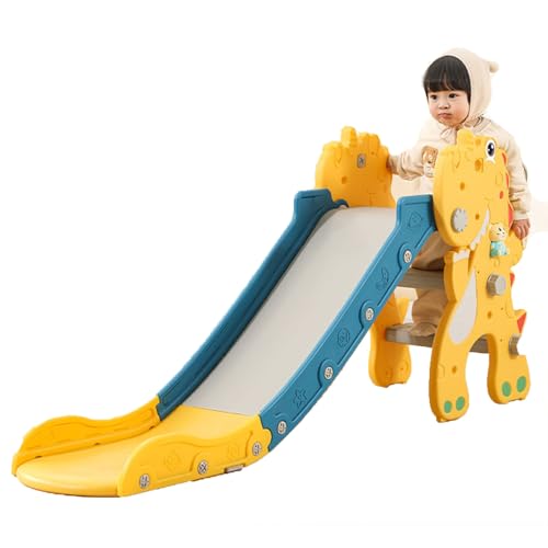Beauenty 3 in 1 Toddler Slide Large Game Combination Suitable for Home Play with sKids Slide Climber Slide Playset and Basketball Hoop and Ball Suitable for boys and girls aged 3-5. (Yellow)