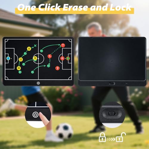 Magnetic Soccer Coaching Board Laelr 16 inch LCD Soccer Coach Tactical Board with Stylus Pen 27 Magnetic Marker Kits Football Coach Writing Tablet for Strategy Planning Training Coach Gifts — view 5