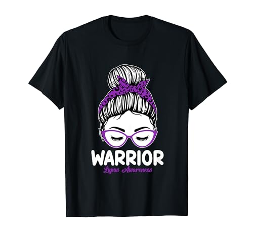 Women Messy Bun Lupus Warrior Maglietta