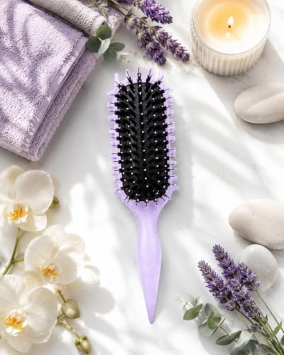 Image of Premium 3D Detangling Hair Brush for Women & Men- Anti Hair Fall Comb for Curly, Wavy & Straight Hair | Hair Straightening Brush, Wet & Dry Styling Brush | Scalp Massager, Frizz Control & Tangle Free Grooming Brush (PADDLE PURPLE)
