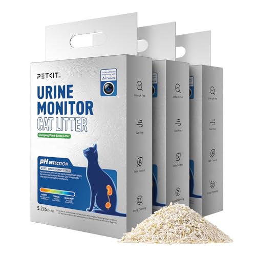 PETKIT Lettiera Botanica per Gatti con Monitoraggio PH Urinario AI, Naturale, Scioglibile, Agglomerante Rapido, Eliminazione Odori, Antipolvere, 7.2kg (3 Borse)