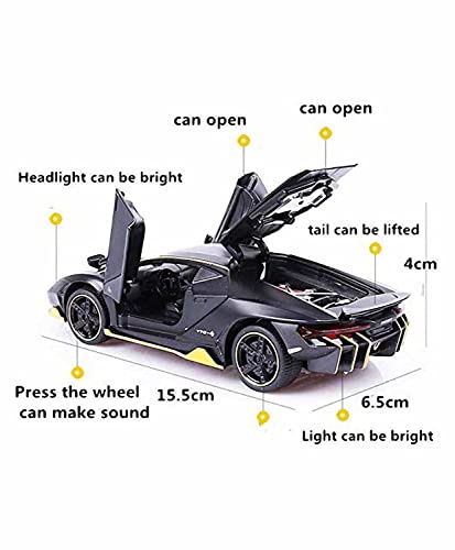 Image of Compatible for 1:32 Lamborghiini LP770 Model Car, Zinc Alloy Pull Back Toy Car with Sound and Light for Kids Boy Girl-Black (Lamborghiini Black)