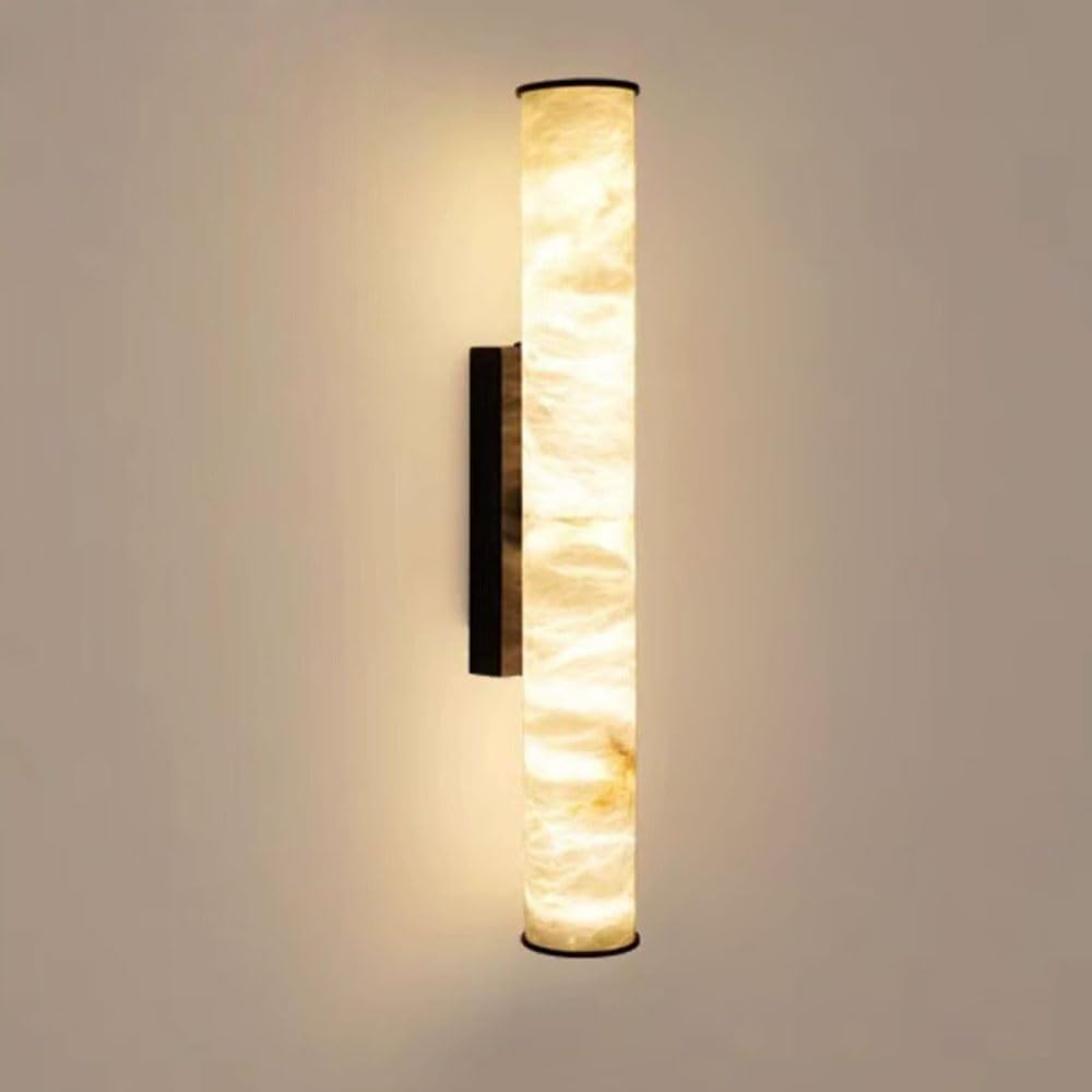 SSBHDM 15.7 Inch Cylindrical Alabaster Wall Light, Modern Industrial Style Wall Sconce, LED Light Source Marble Wall Lamp, Restaurant Living Room Bedroom Decoration Light Fixtures