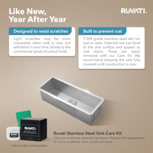 Image of Ruvati RVH7120 Bar Prep Sink 23 inch x 8 inch Narrow Trough Undermount 16 Gauge