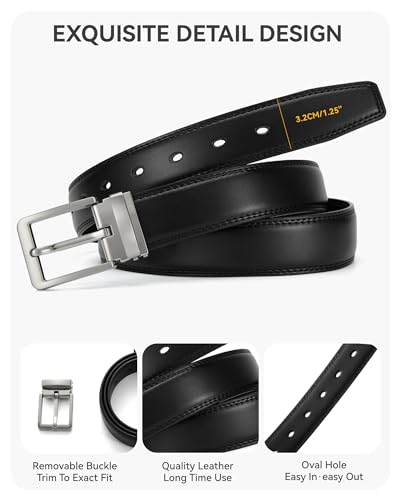 CHAOREN Mens Belt Leather - 1.25" Dress Belt for Men - Perfect for Dress Shoes with Removable Buckle3