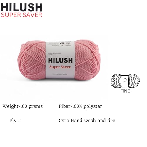 Image of SUPERSAVER, Poly Yarn Supersoft Hand Knitting Wool Ball, (1 Ball /100 Gram Each) Ball Suitable for Craft, Crochet, Amigurumi, Embroidery, Toys, Garments, Flowers and Hobby Projects , 2 Fine , Shade no (baby pink)