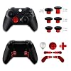 DTianSir 14 in 1 Metal Thumbsticks for Xbox Elite Wireless Controller Series 2,Gaming Accessory Replacement with 6 Swap Thumbsticks,4 Paddles,2 D-Pads,1 Bag,1 Tool(Red)