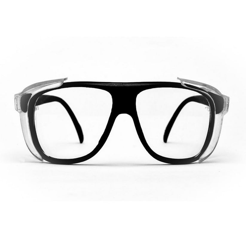 Image of FAMOUS Prescription safety eyeglass frames for men and women tr90 material polycarbonate side shield material black colour frame